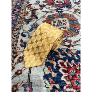 Ike Behar Gold Floral Medallion Silk Necktie Luxury Designer